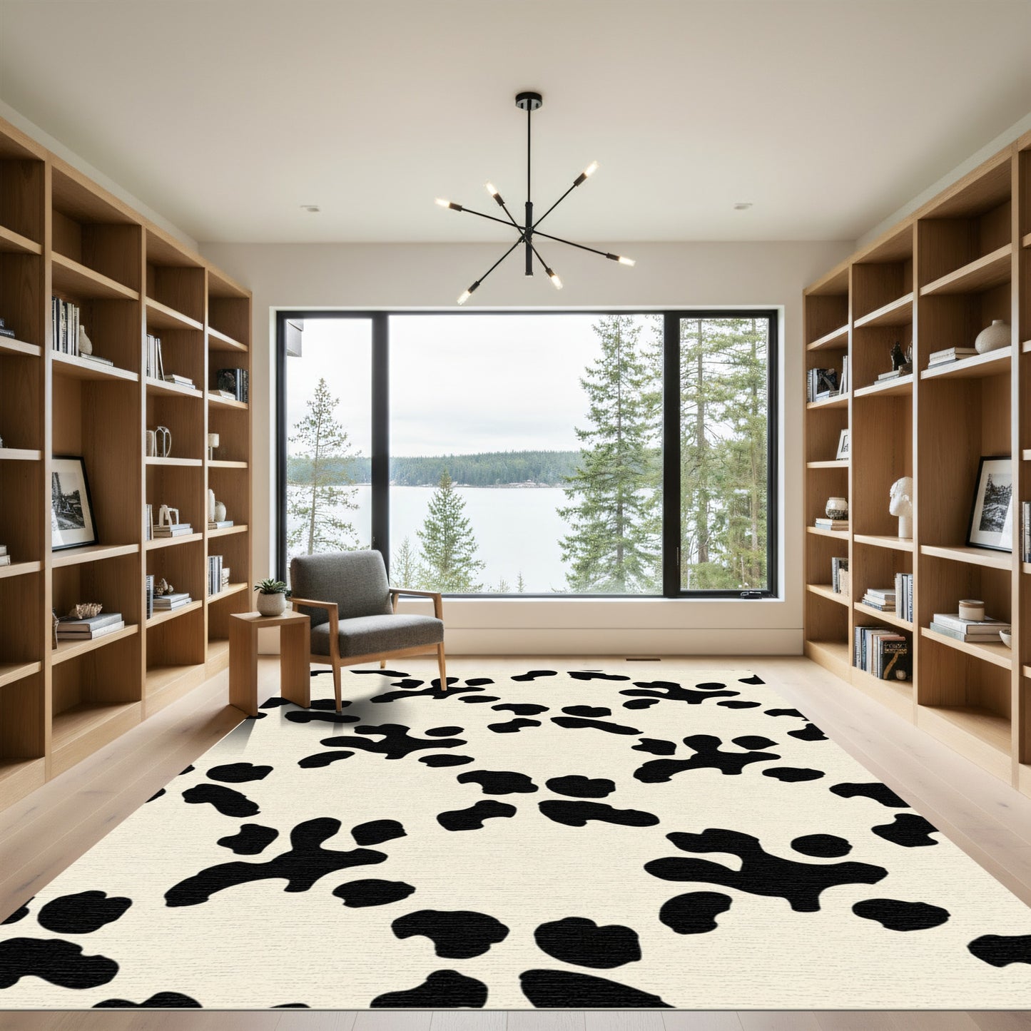 Black Cream Animal Spots Rug