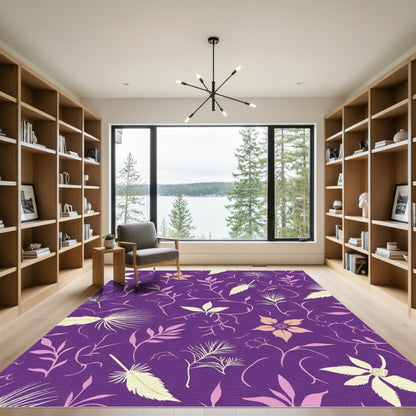 Plum Floral Vine With Feathers Rug