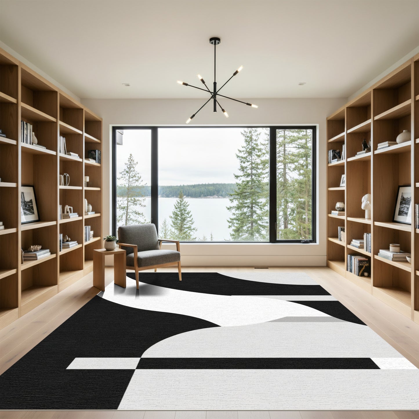 Monochromatic Abstract Layered Forms Rug