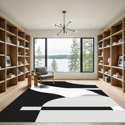 Monochromatic Abstract Layered Forms Rug