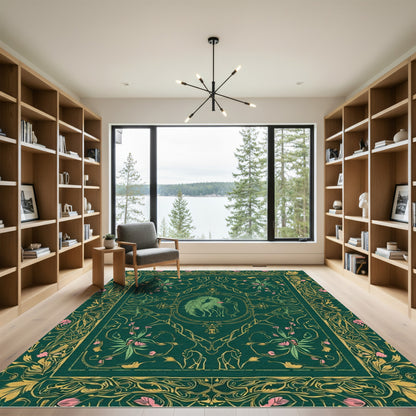 Emerald Forest Unicorn Garden Mandala Rug