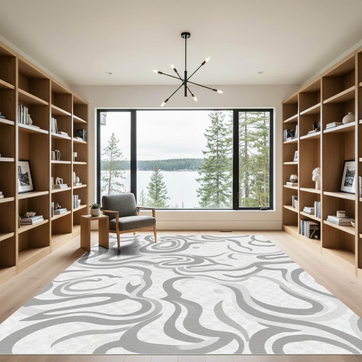 Abstract Gray Swirls Rug