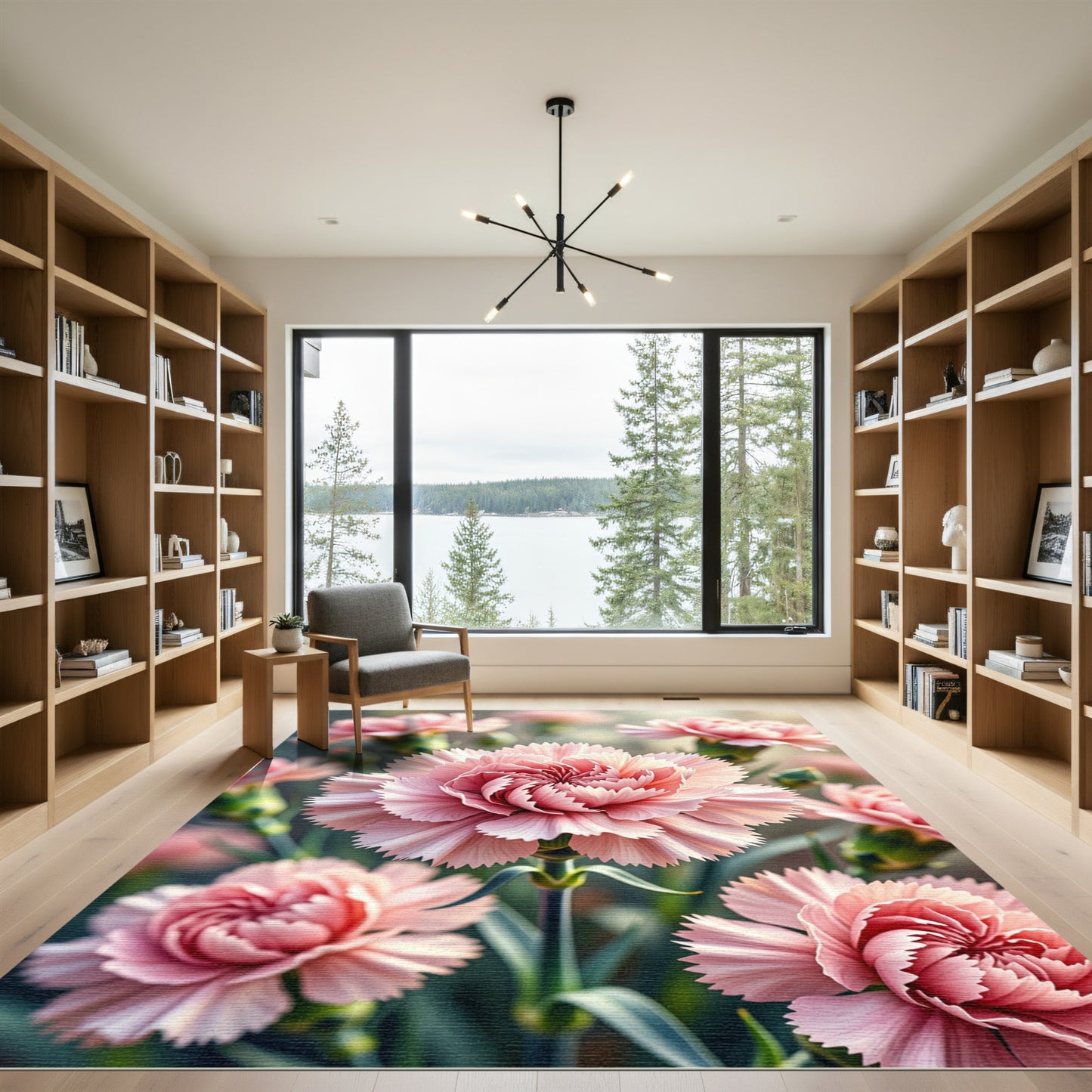 Soft Pink Carnation Garden Bloom Rug
