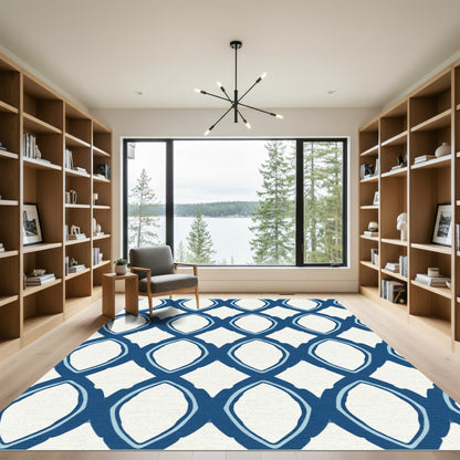 Classic Indigo Quatrefoil Lattice Rug
