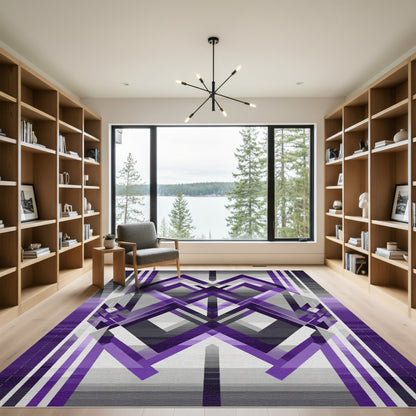 Purple Gray Geometric Abstract Rug
