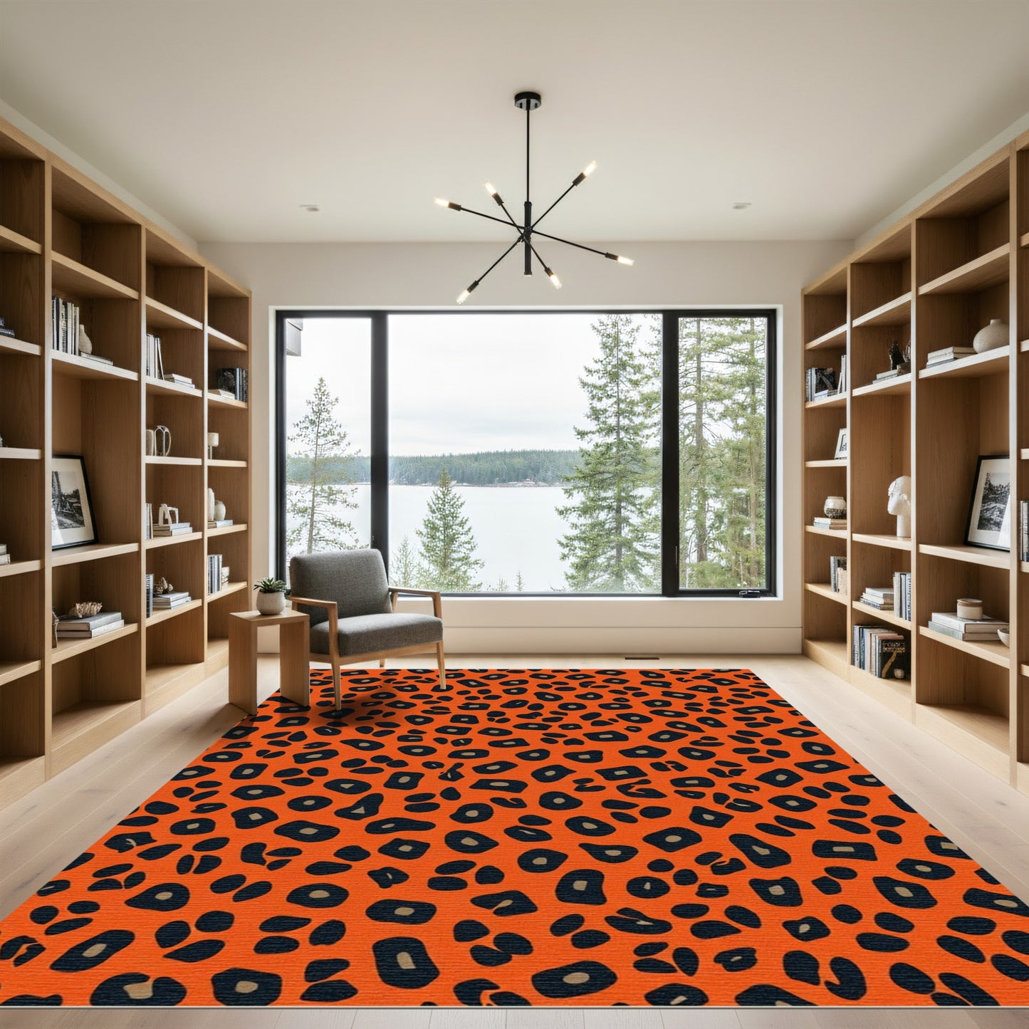 Bold Orange Leopard Print Spots Rug