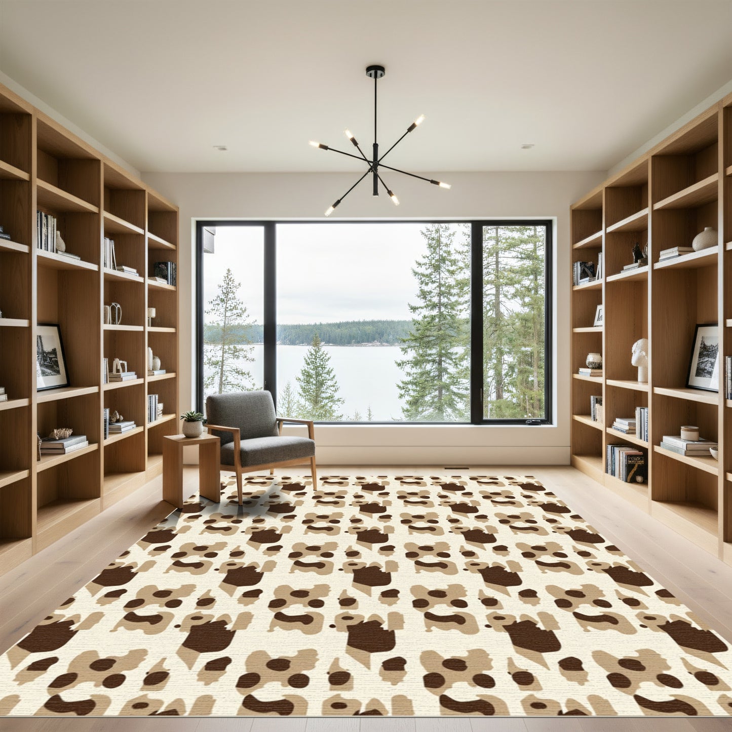 Brown Beige Organic Shapes Repeat Rug