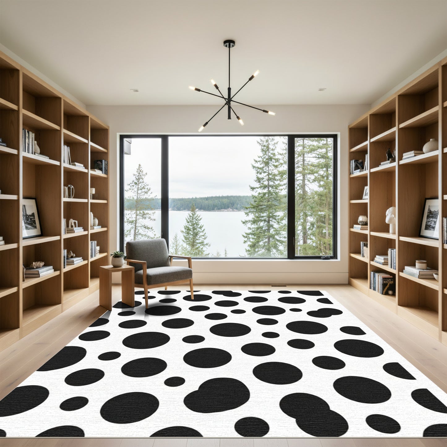 Black White Polka Dot Scatter Rug