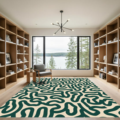 Verdant Cream Maze Lines Rug