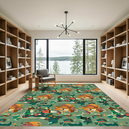 Playful Orange Creatures Abstract Pattern Rug