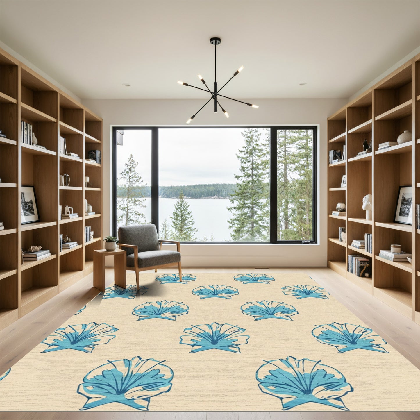 Blue Seashell Repeat Textured Beach Rug