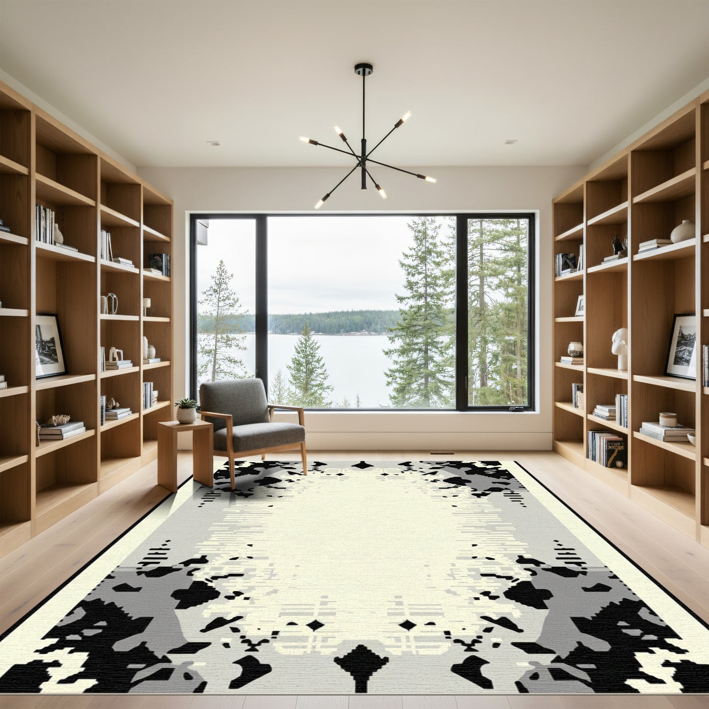 Monochrome Fragmented Frame Rug