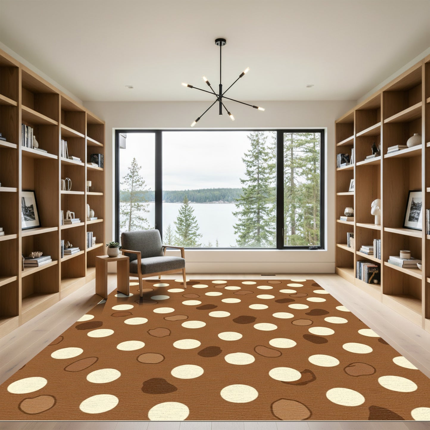 Brown Cream Polka Dot Scatter Rug
