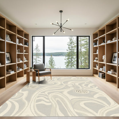 Neutral Swirl Botanical Medallion Rug