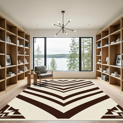 Bold Brown Chevron V Shape Rug