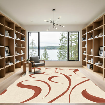 Terracotta Swirl Ivory Contemporary Rug