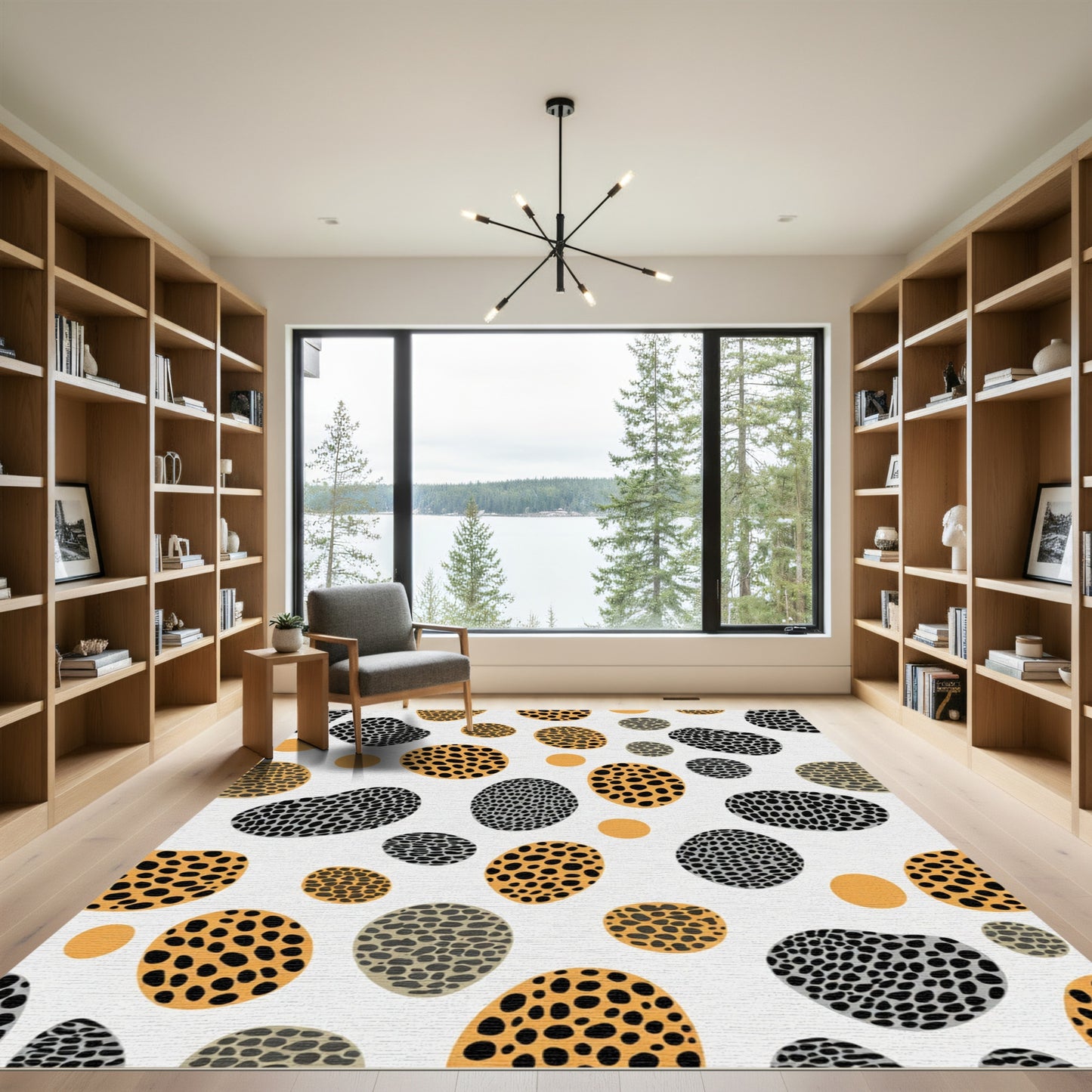 Organic Speckled Ochre Gray Shapes Rug