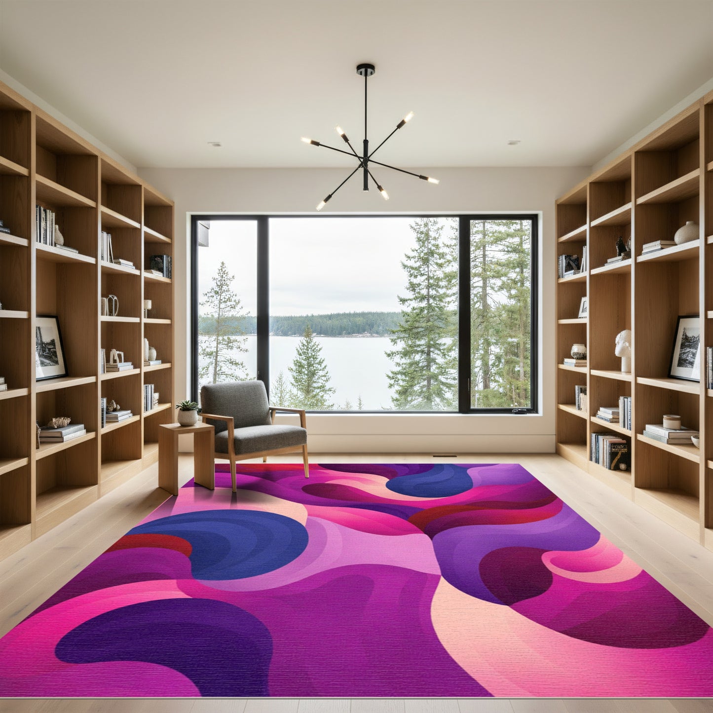 Vivid Violet Swirl Abstract Rug