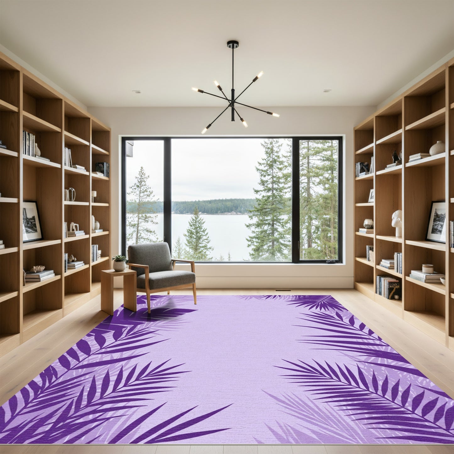Vibrant Purple Tropical Leaves Rug
