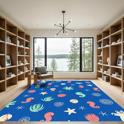 Whimsical Sea Life Coral Stars Rug