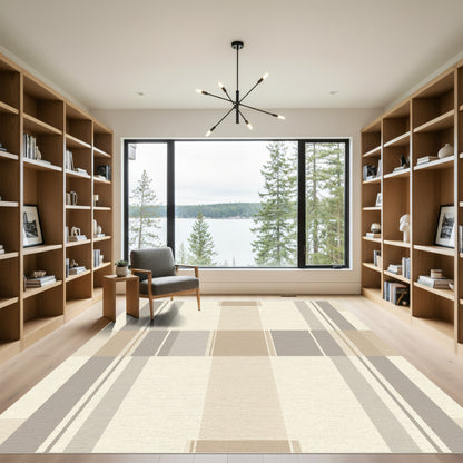 Neutral Tones Geometric Plaid Rug