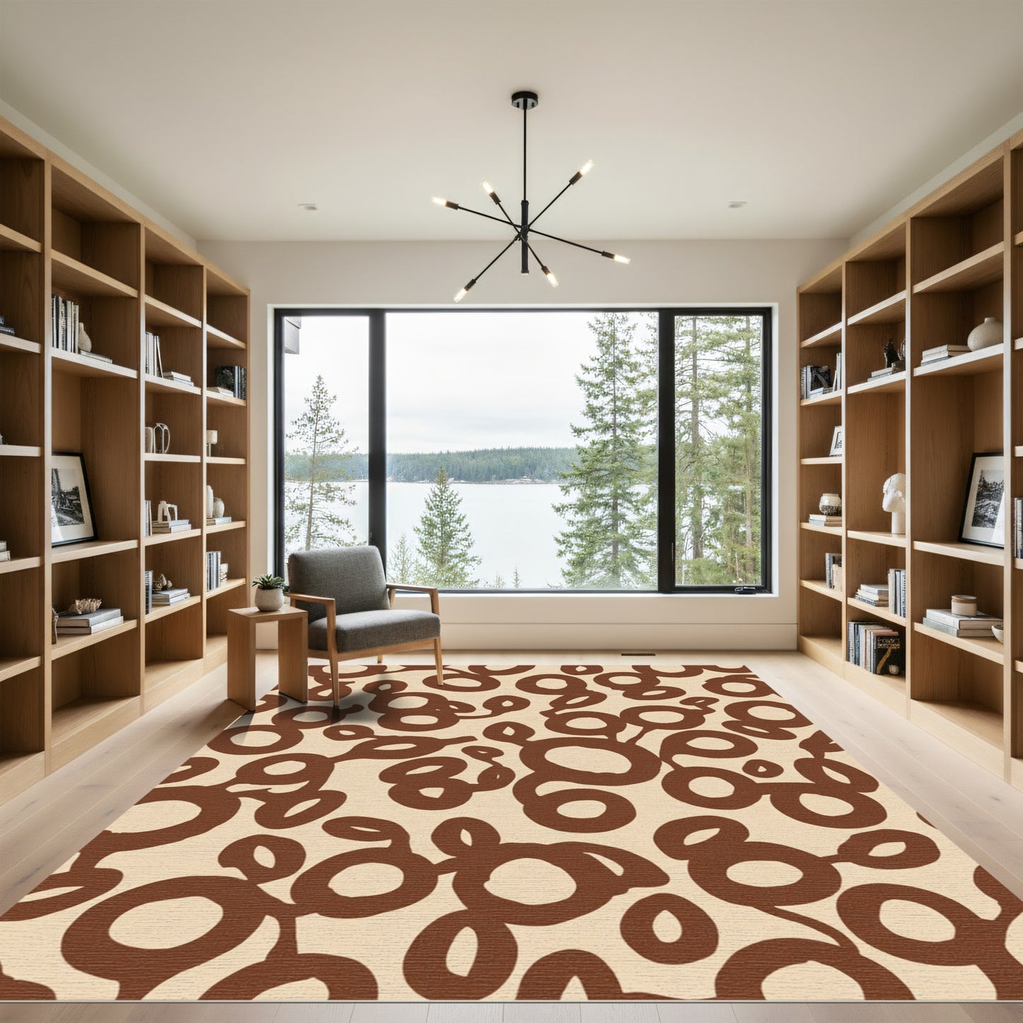 Brown Organic Circle Vine Rug