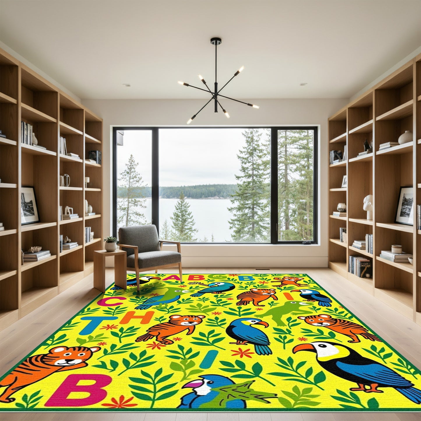 Jungle ABC Tigers Toucans Parrots Rug