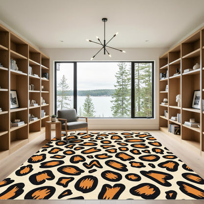 Bold Orange Black Animal Spot Rug