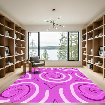 Pink Spiral Swirl Geometric Rug