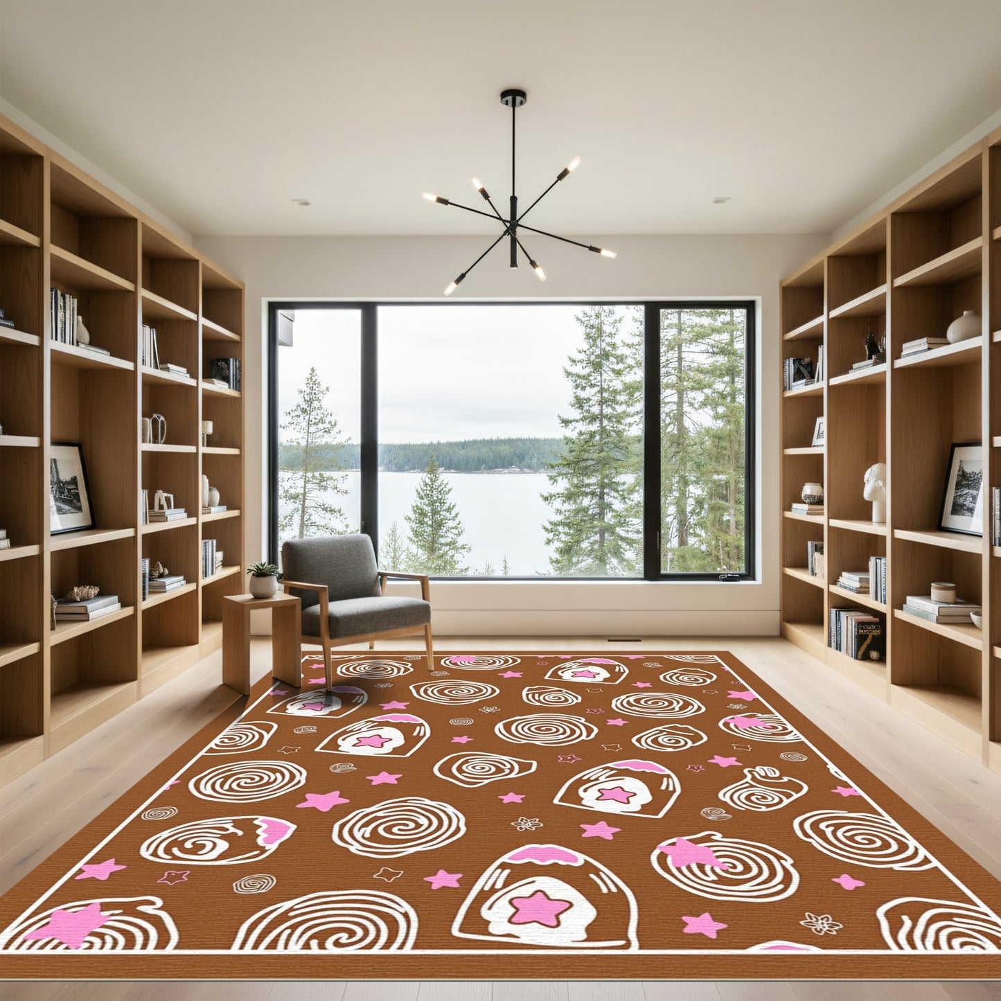 Sweet Pink Chocolate Cookie Stars Rug