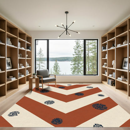 Terra Cotta Sunburst Chevron Rug