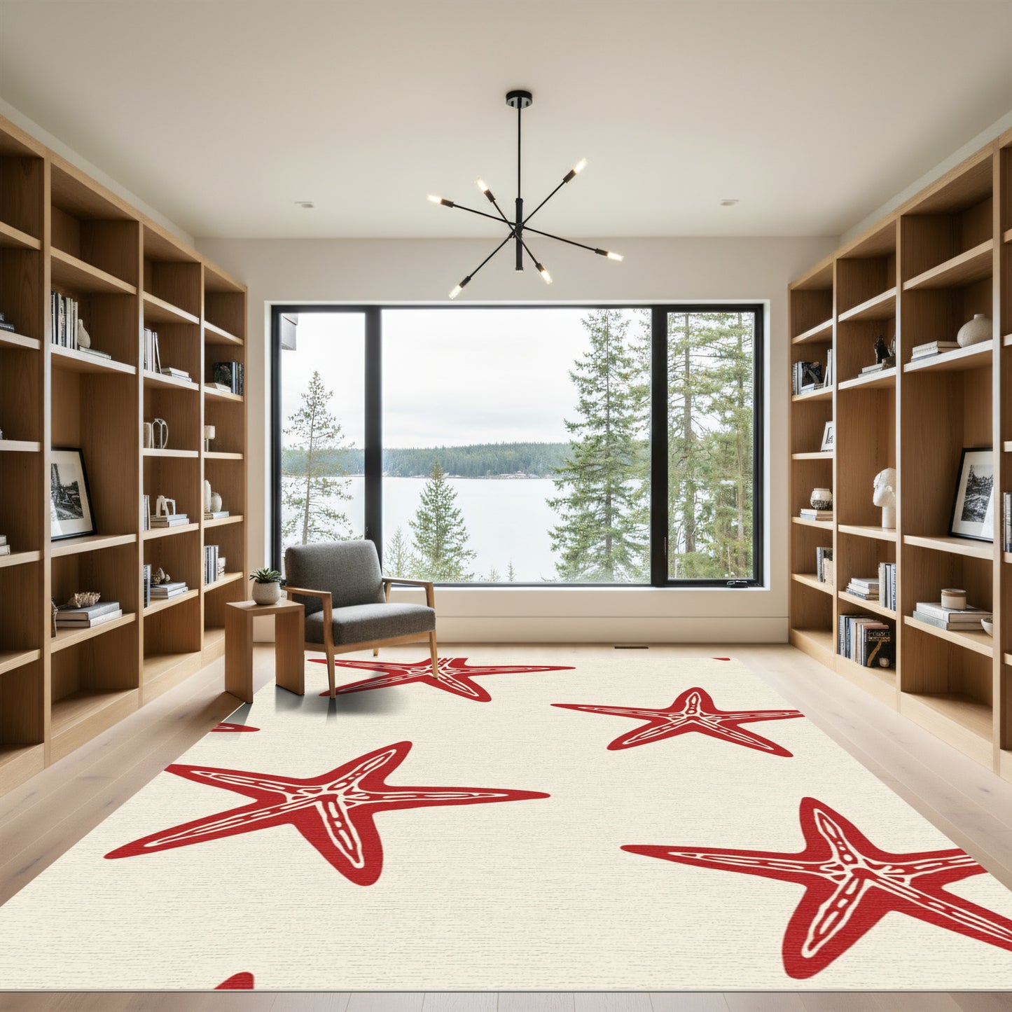 Crimson Starfish Beach Pattern Rug