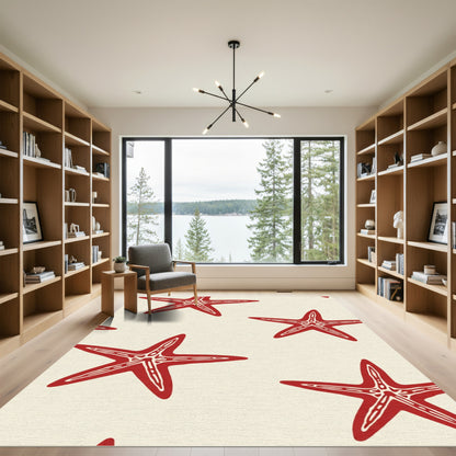 Crimson Starfish Beach Pattern Rug