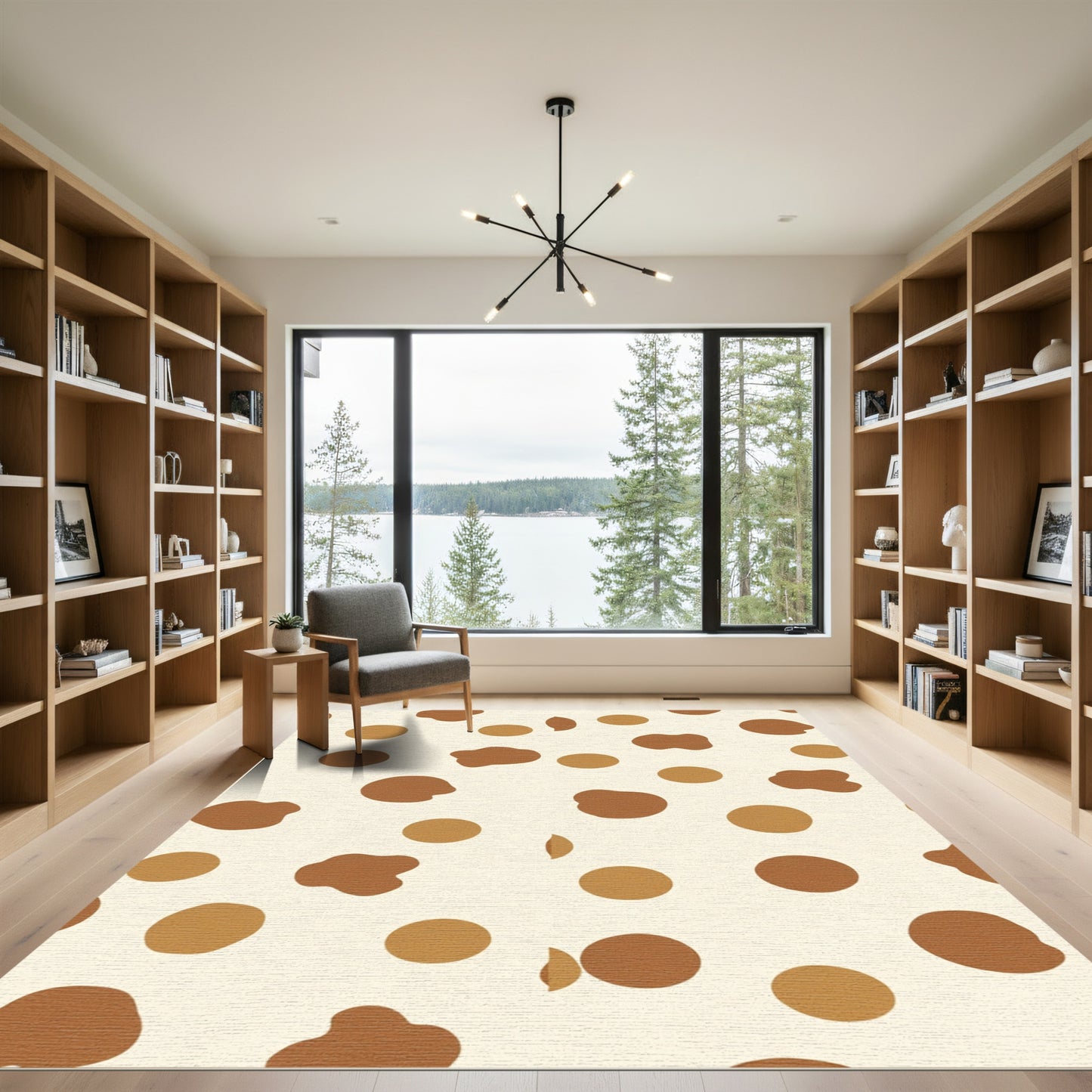 Brown Taupe Polka Dot Collage Rug