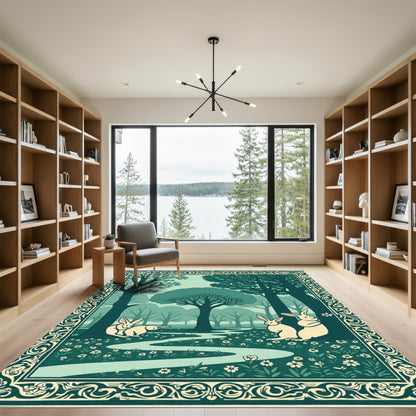 Enchanted Forest With Rabbits Rug