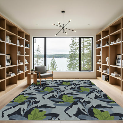 Abstract Green Leaf Camouflage Rug