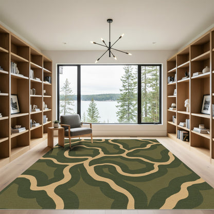 Earthy Camouflage Organic Swirls Rug
