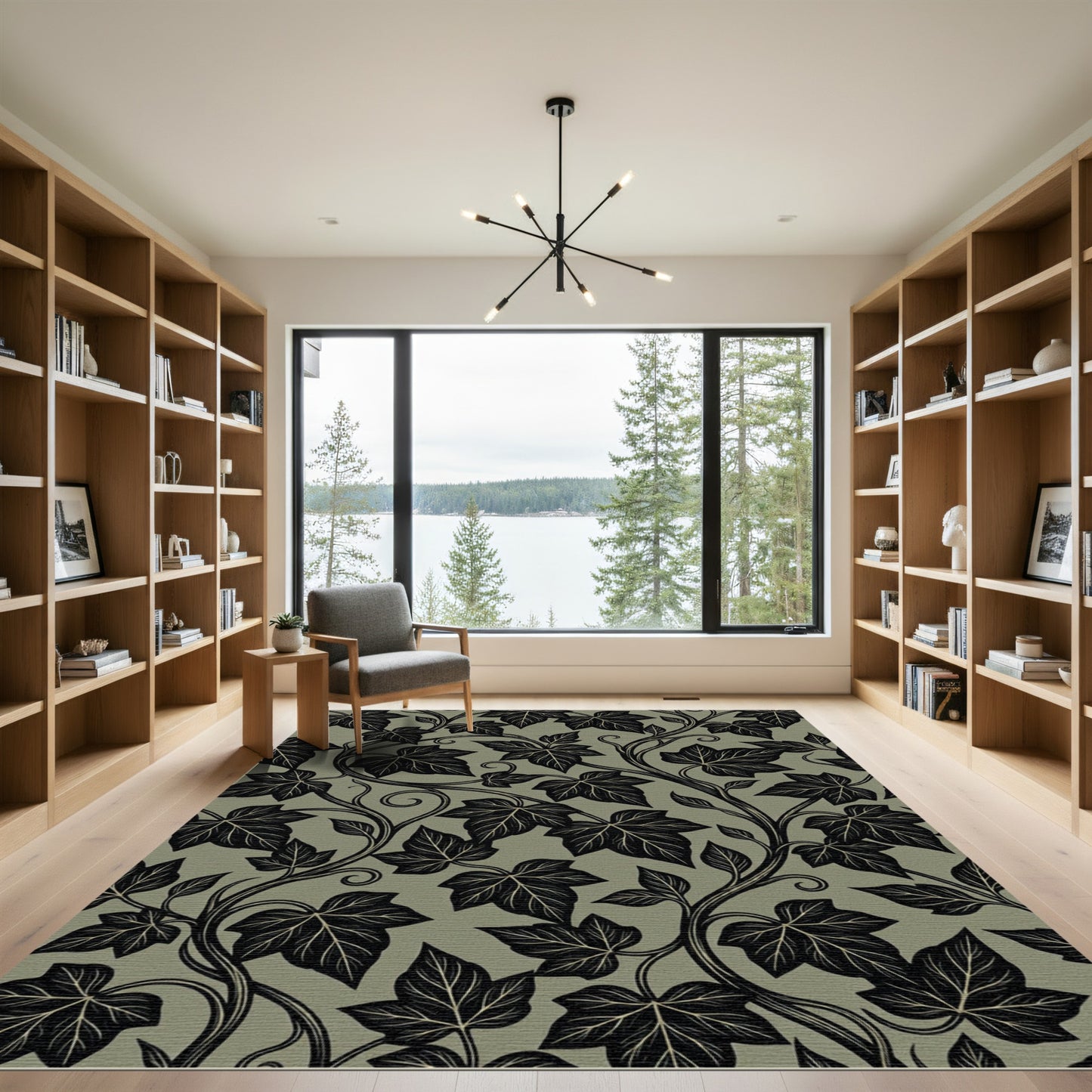 Dark Ivy Vine Scrollwork Rug