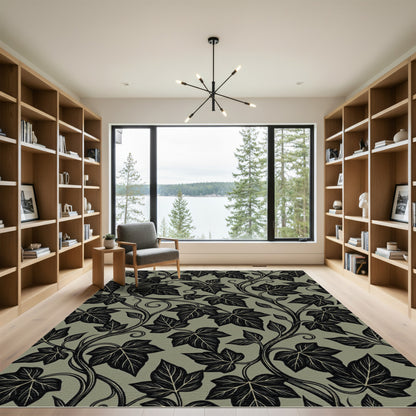 Dark Ivy Vine Scrollwork Rug