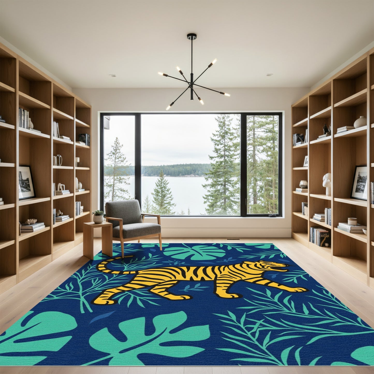 Bold Yellow Tiger Tropical Jungle Rug