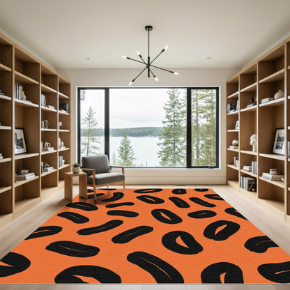 Bold Black Bean Orange Abstract Rug