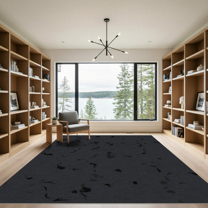 Dark Monochrome Scattered Bloom Rug
