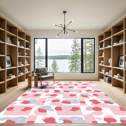Abstract Pink And Blue Shapes Rug
