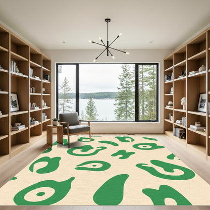 Green Organic Abstract Forms Rug