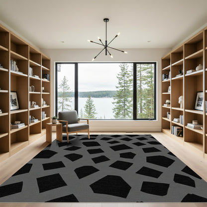 Abstract Gray Intersecting Forms Rug