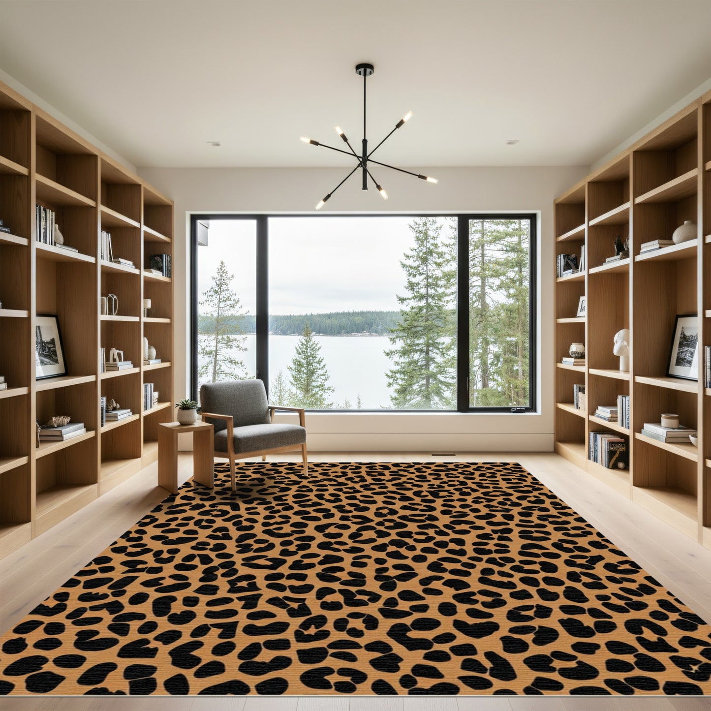 Bold Brown Black Spots Overlay Rug