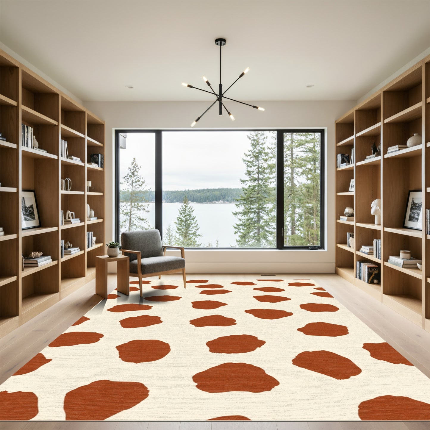 Cream Brown Animal Spots Rug Display Rug