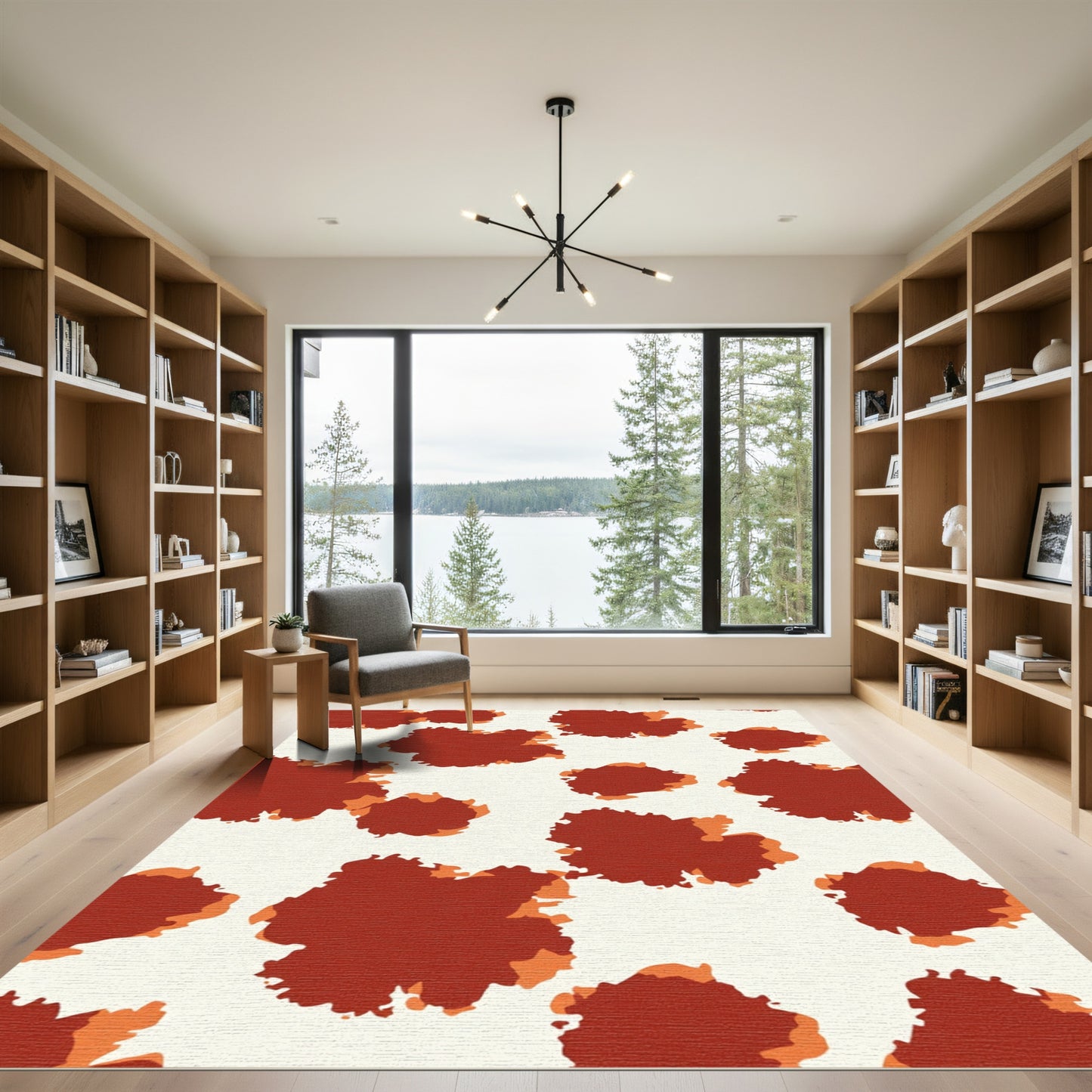 Rusty Orange Irregular Spots Rug