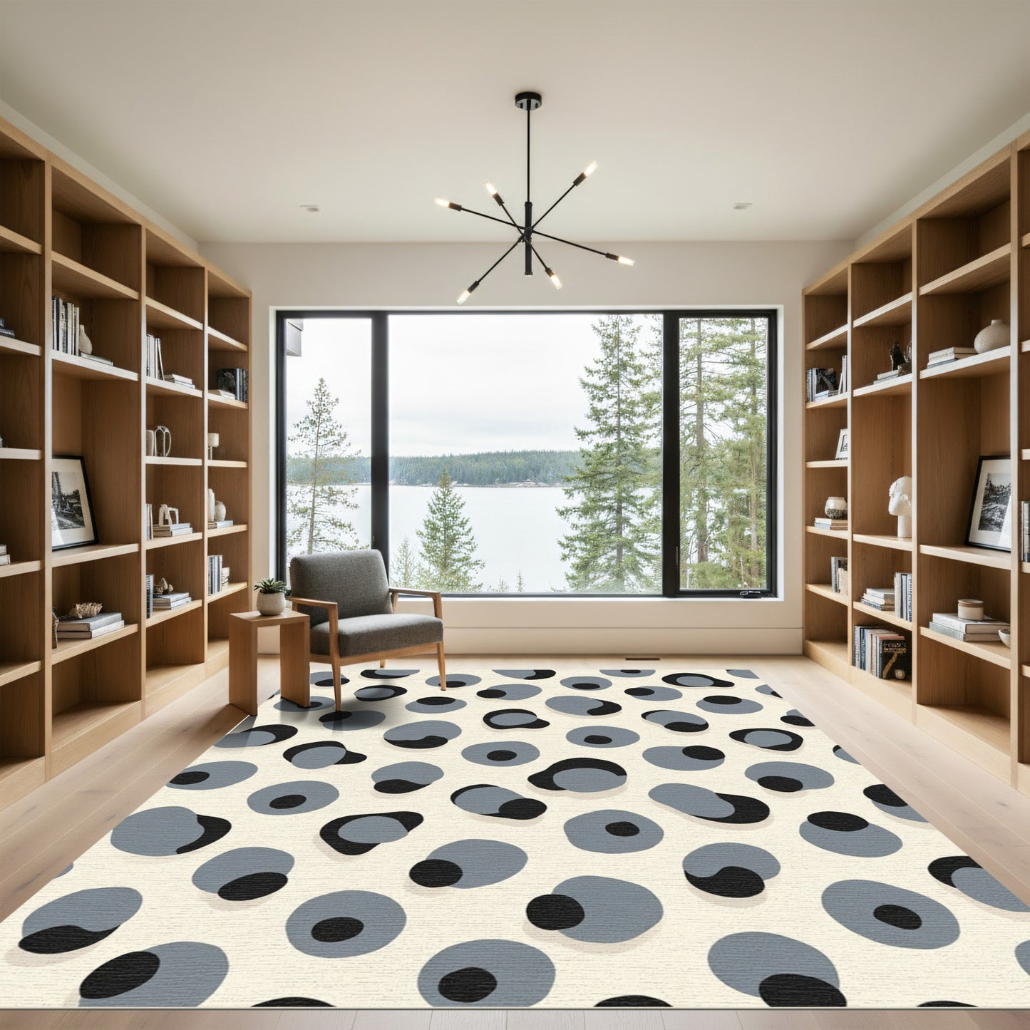 Gray And Black Spotty Abstraction Rug