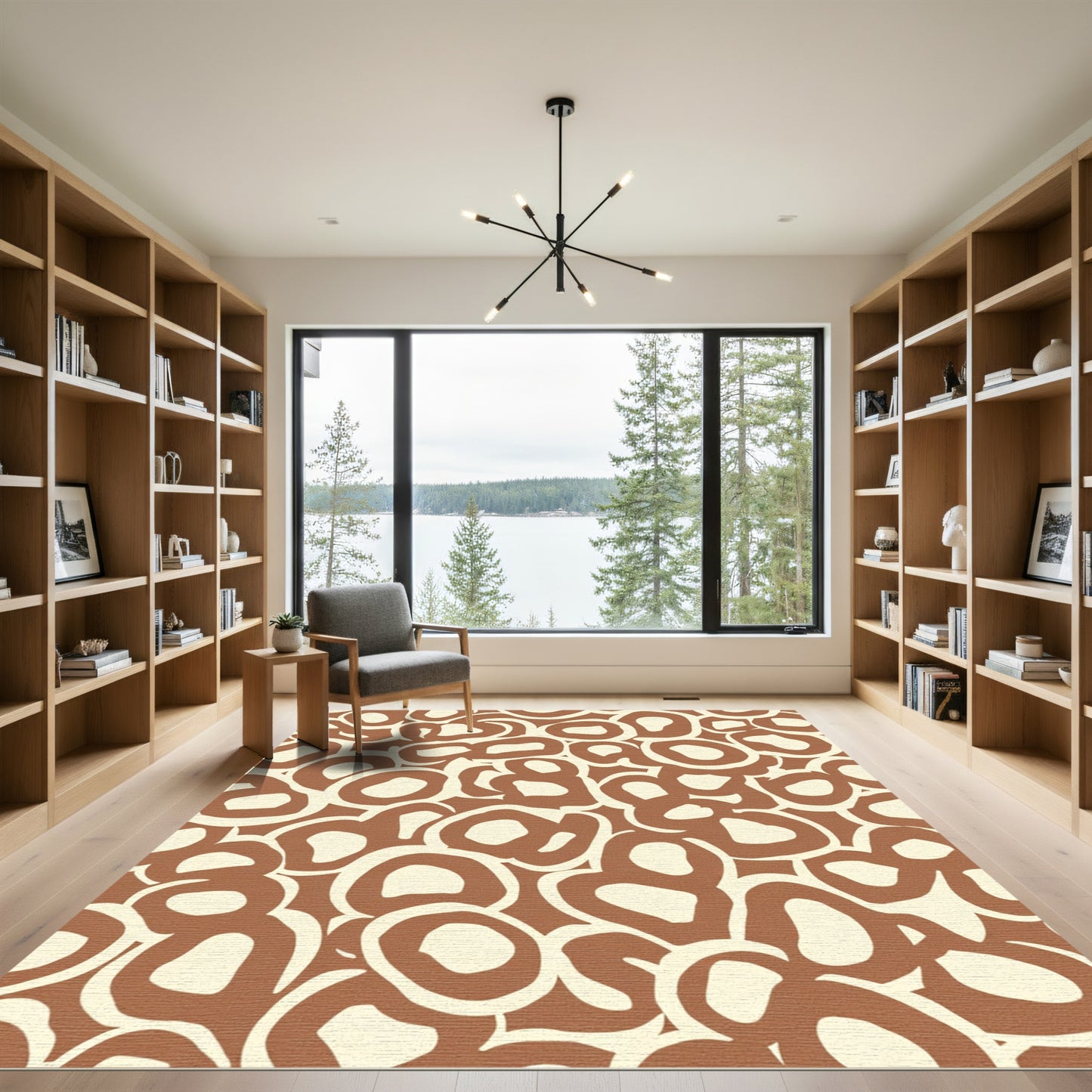 Organic Brown Cream Ovals Rug